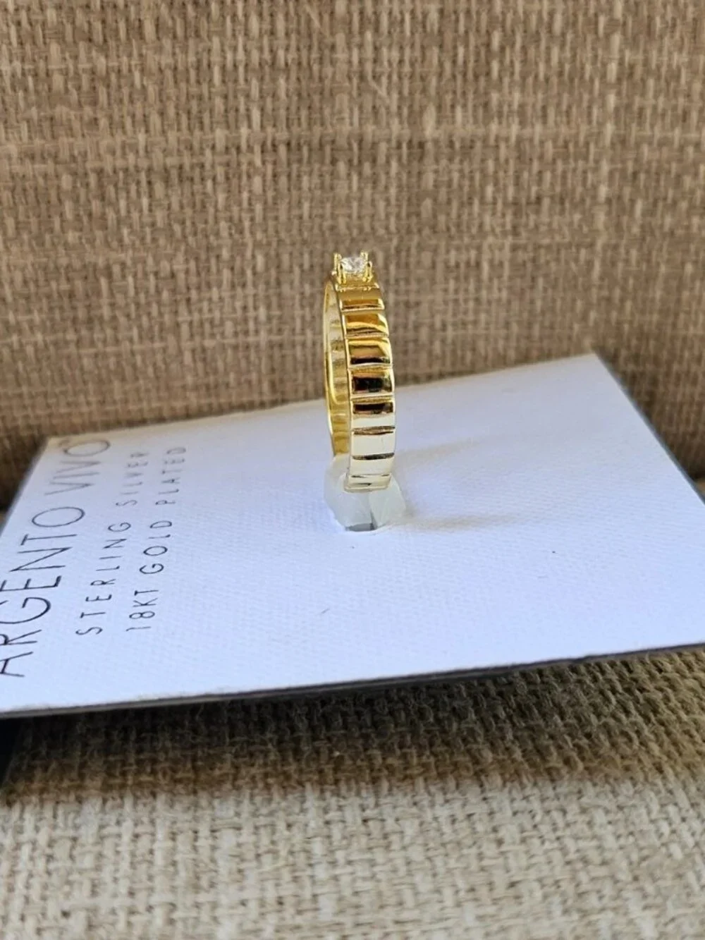 Argento Vivo Ring 18KT Gold Plated Over Sterling Silver Fine Jewelry Size 7 New